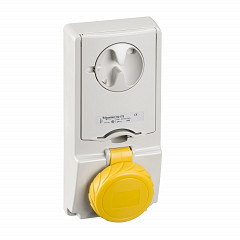 Unika vtičnica z zaklepanjem - 16 A - 2P + E - 100 do 130 V AC - IP65 - plošča