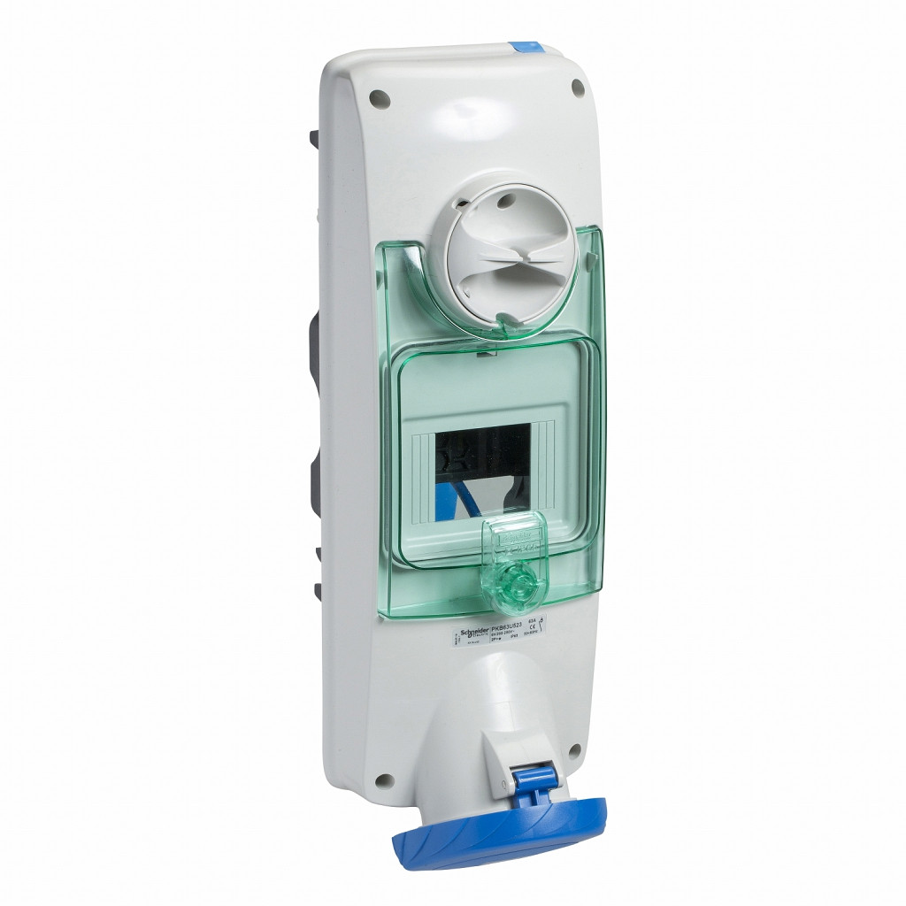 Vtičnica z zaklep. Unika - 63 A - 2P + E - 200 do 250 V AC - IP65 - plošča